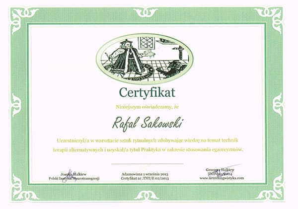Certyfikat Rafała Sakowskiego 10