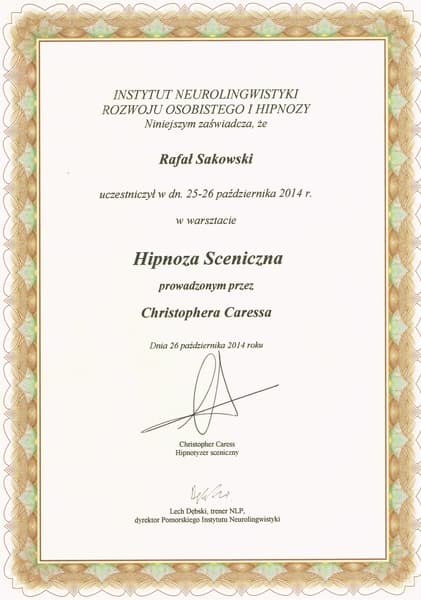 Certyfikat Rafała Sakowskiego 15