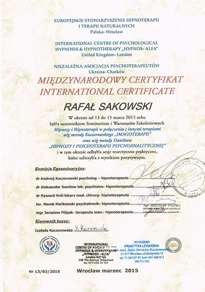 Certyfikat Rafała Sakowskiego 17